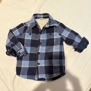 Janie and Jack Navy and Light Blue Plaid Shirt